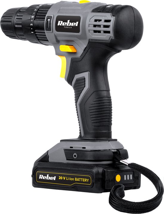 Rebel Tools - Accuboormachine - 20V 2A - Snelwissel Boorkop - Inclusief 13 Boorbits