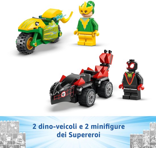 LEGO Marvel Spidey en zijn geweldige vriendjes Spin en Electro achtervolging met dinosaurusvoertuigen - 11198