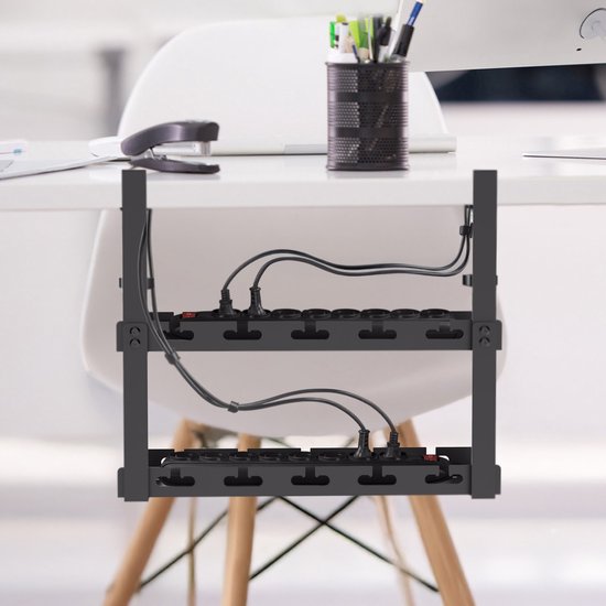 Maclean - Kabelopbergsysteem - Kabelgoot voor onder het bureau, max. belasting 5kg, 2 niveaus, zwart, MC-104 B