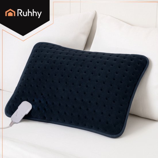 Ruhhy Groot verwarmd kussen 60x38 cm met instelbare warmtestanden en wasbare hoes veilig en comfortabel