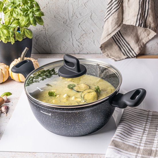 Klausberg 7671 - Zwart Marmeren kookpan - 24 cm - zwart - met deksel