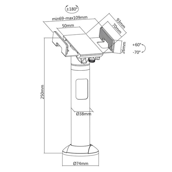 Terminalhouder Kaartlezerhouder EFT / POS Terminal Cashless verkooppunt Maclean MC-847