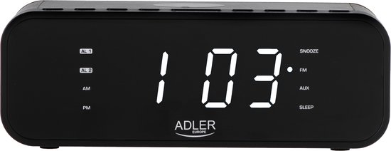 Adler 1192B - Wekkerradio met draadloze oplader voor je telefoon - zwart
