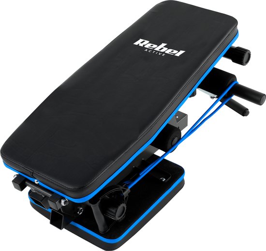 Rebel Active Schuine Trainingsbank met Beensteunen en Weerstandsbanden - Fitnessbank - Verstelbare Trainingsbank - Bench Press - Halterbank