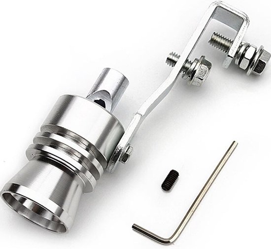 AMiO Universeel Turbofluitje Uitlaatpijp Zilver - Uitlaatfluitje Exhaust Whistle