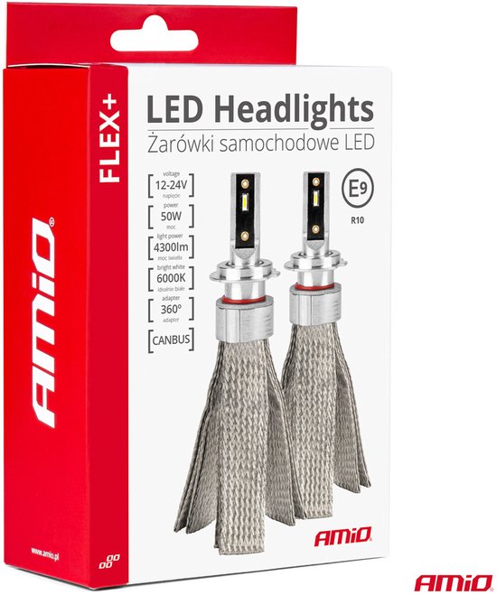 AMiO LED Autolampen FLEX+ H15 6000K - Krachtige Slimme Dimlichten 12V 24V Canbus Wit Verstelbare LED Verlichting