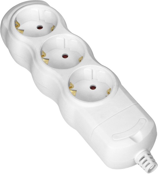 Stekkerdoos - Verdeelstekker 3 voudig - Verdeeldoos horizontaal - Stekkerblok zonder snoer/kabel - Wit