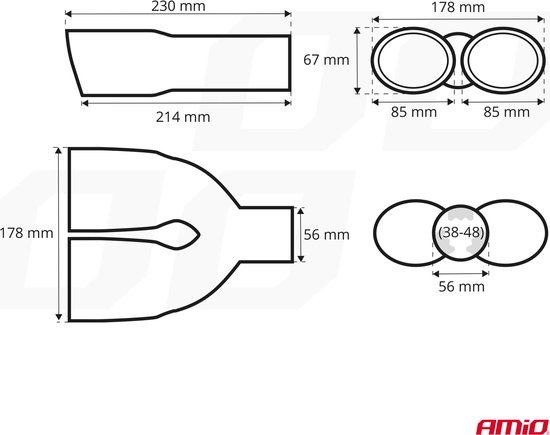 Auto uitlaat sierpijp - Chroom - diamter 38-48mm - RVS