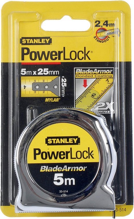 STANLEY Rolbandmaat Powerlock Blade Armor - 5 m - 25 mm