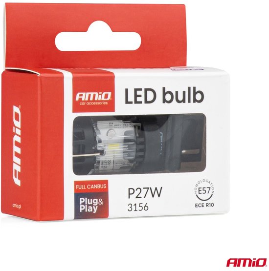 AMiO LED Lamp LumiTec 3157 P27W 12V FULL CANBUS – Krachtige Witte LED Vervanger (1 stuk)
