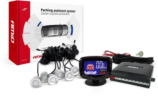 AMiO Parkeerhulpsysteem LED-GRAF 8 sensor zilver