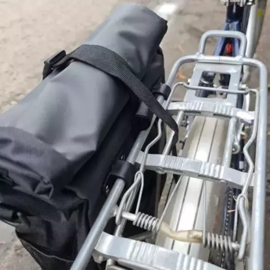 Trizand Multifunctionele Enkele Fietstas met Roltop 15-20 Liter - Shopper Schoudertas met Draagband - Zwart