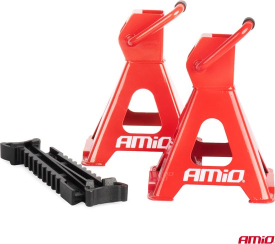 AMiO Kriksteunen Set 2 Stuks - 6 Ton Draagkracht voor Veilige Ondersteuning Rood
