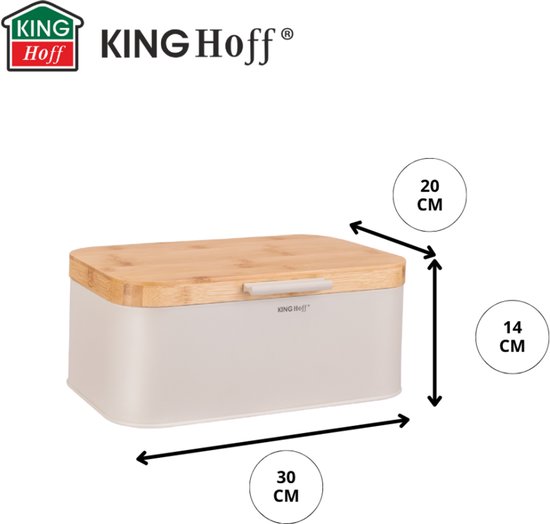 Kinghoff KH-1928 - Broodtrommel - beige - met bamboe deksel - 30x20x14 cm