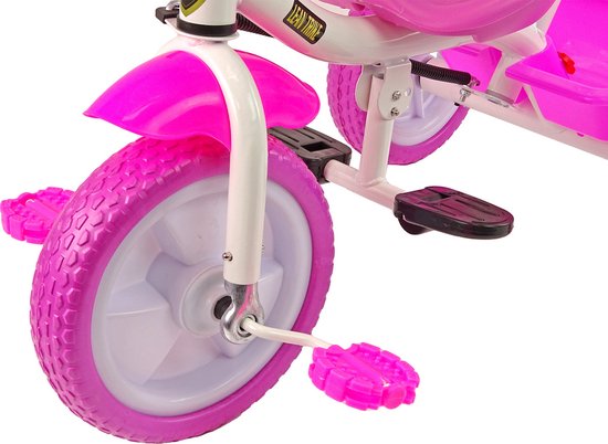 Driewieler - met duwstang en fietsmandje- 95x48x90cm - roze
