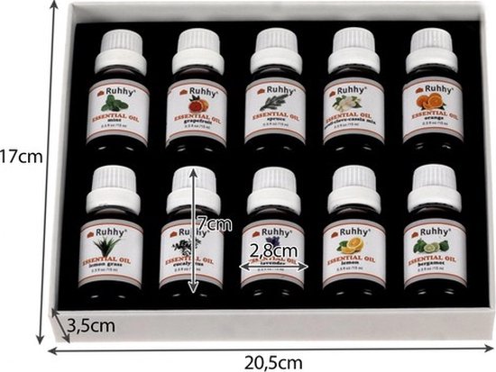 ESSENTIËLE OLIËN SET 10 stuks van elk 15 ml - Etherische Aromatherapie - Aroma Olie Geuren - Etherische essentiële oliën voor geurverspreider of aromadiffuser