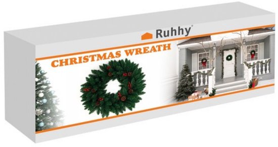 Ruhhy Grote Kerstkrans 60cm - Stijlvol en Duurzaam voor Deur en Interieur