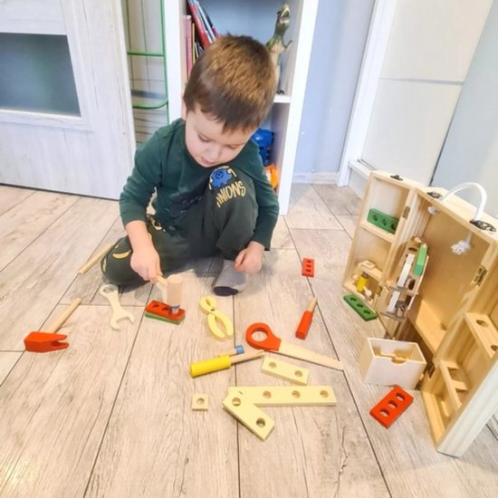 Ruhhy Houten Gereedschapskist Set voor Kinderen - Veilig en Educatief