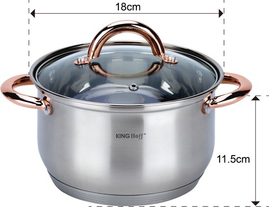 Kinghoff 1766 - 12 delige pannenset - kookpannen - 16-16-18-20-24-24 cm - met deksel