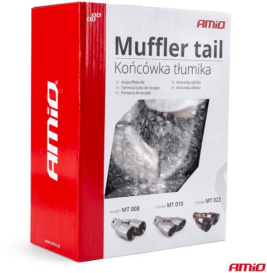 AMiO Dubbele Uitlaat Chrome Recht 42-62mm Kopstuk / Eindstuk Vierkant [Uitlaat Sierstuk - Uitlaat Tuning - Uitlaat Koppelstuk]