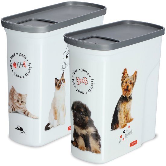 Curver Voedselcontainer Hond - 2L - 1KG - 21x9x20cm - Wit/Grijs