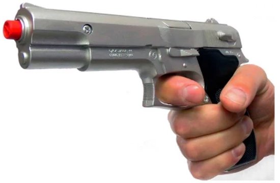Speelgoed politie pistool 8 shots - zilveren speelgoed geweer