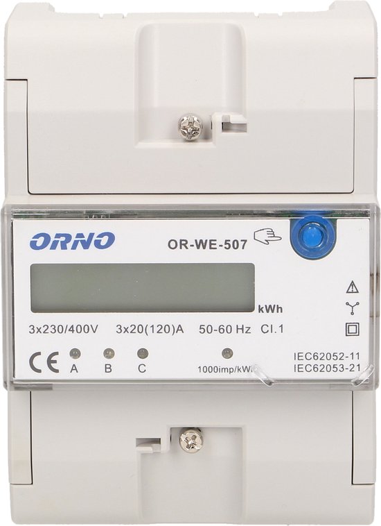ORNO OR-WE-507, Elektronisch, Plug-in, Uitgangsvermogen, Wit, kWh, LCD