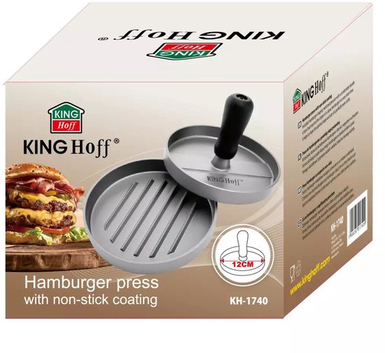 Kinghoff - Hamburgerpers - Aluminium - Antikleef - 12cm
