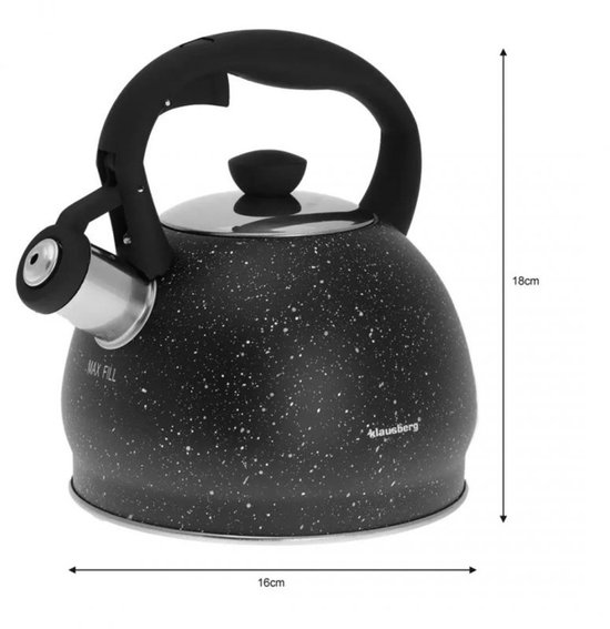 Klausberg KB-7320 fluitketel - 2L - rvs - alle warmtebronnen
