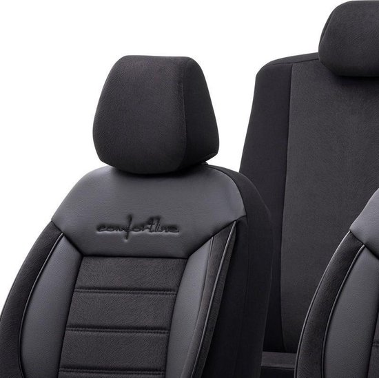 Otom Comfortline Stoelhoezenset - leer/textiel - 11-delig - zwart