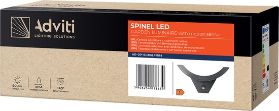 Buitenlamp met Bewegingssensor SPINEL – Tuinverlichting 4000K – Buitenverlichting met IP54 - Muurlamp 800lm – Wandlamp buiten IK10 - Antraciet