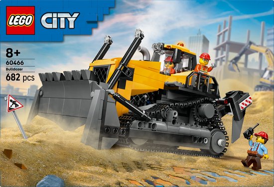 LEGO® City Gele Bulldozer, Bouwplaatsvoertuig - 60466