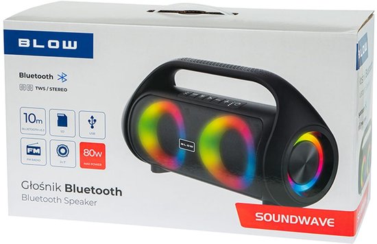 Blow SoundWave RGB Bluetooth Speaker 80W - BT 5.3 - 5V - USB-C - Zwart