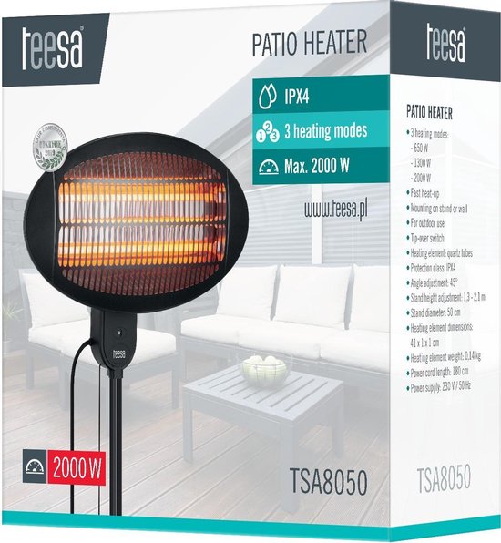 Teesa TSA8050 - Elektrische terrasverwarmer, 3 standen