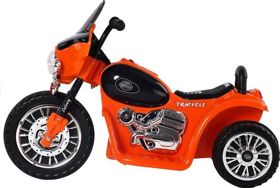 Elektrische politie chopper - trike - motor voor kinderen tot 25kg max 1-3 km/h oranje - kids motor - kindermotor - politiemotor