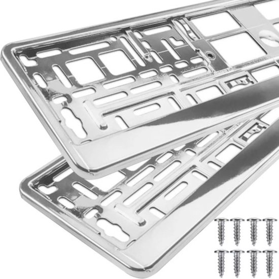 Xtrobb Kentekenplaathouder - 2x stuks - zilver - ABS - 53 x 14 cm - nummerplaathouder - kentekenplaat - auto