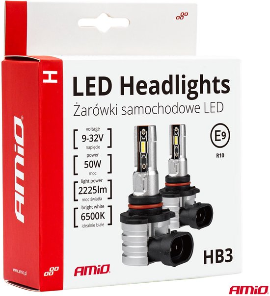 AMiO LED Mistlichten H-mini-serie HB3 9005/HIR1 9011/H10 Wit