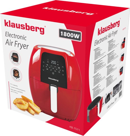 Klausberg KB-7571 - Heteluchtfriteuse - 1800W - 7,7L - Rood
