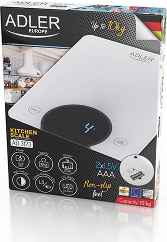 Adler AD 3173W - keukenweegschaal - Wit - 10 kg