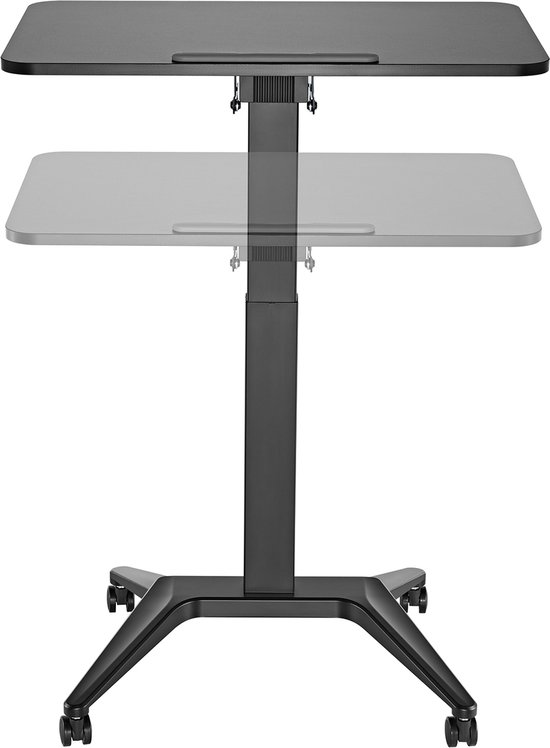 Maclean - zit-sta bureau - laptoptafel - Verrijdbaar laptop bureau - hoogteverstelling - 80x52cm, 8kg max, 109cm - MC-453B - Zwart