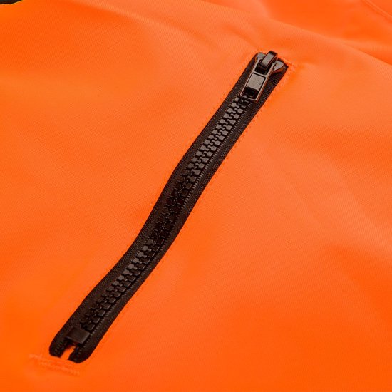 Neo Tools Hi-Vision Gevoerde Werk Jas Flu Oranje L/52 Donkere Stof Water En Wind Bestendig ISO 20471:2013 ISO 13688:2013