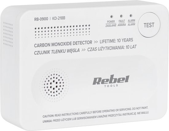 Rebel KD-218B - Koolmonoxidemelder - Draadloos - Batterijvoeding