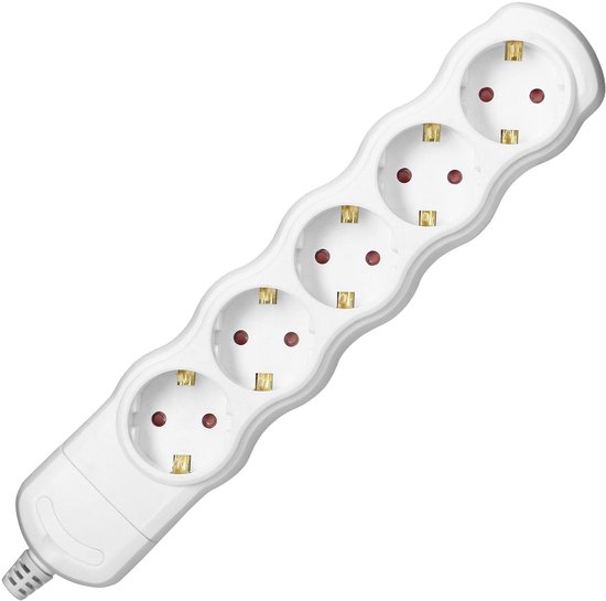 Stekkerdoos - Verdeelstekker 5 voudig - Verdeeldoos horizontaal - Stekkerblok zonder snoer/kabel - Wit