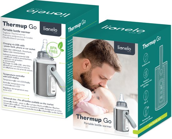 Lionelo Thermup GO - draagbare flessenwarmer met USB aansluiting - grijs