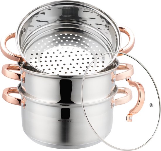 Klausberg 7732 - stoompan - 4 delig - 22 cm - rvs - alle warmtebronnen