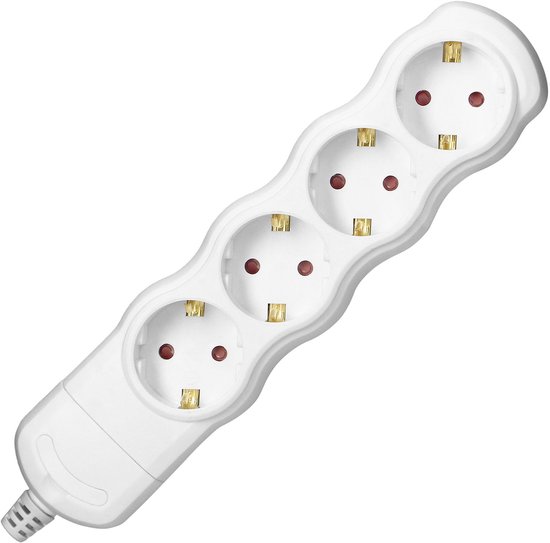 Stekkerdoos - Verdeelstekker 4 voudig - Verdeeldoos horizontaal - Stekkerblok zonder snoer/kabel - Wit