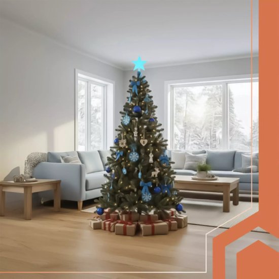 Ruhhy kunstkerstboom 210 cm – volle groene Kaukasische spar met dikke naalden, metalen standaard en realistische uitstraling