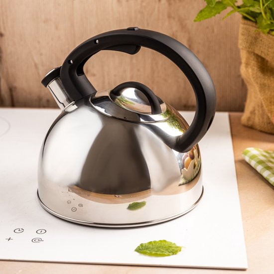Klausberg 7910 - Fluitketel met fluit - 2.5 liter - RVS - Zilverkleurig