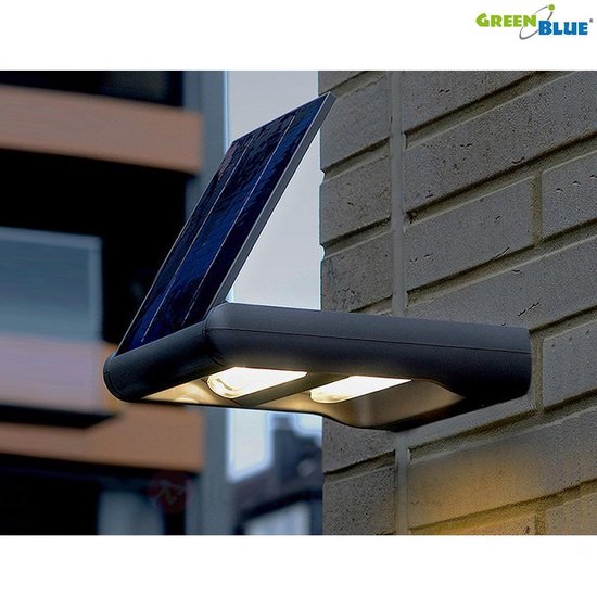 Solar LED wand lamp met schemeringssensor 12W GreenBlue GB131 Waterdicht