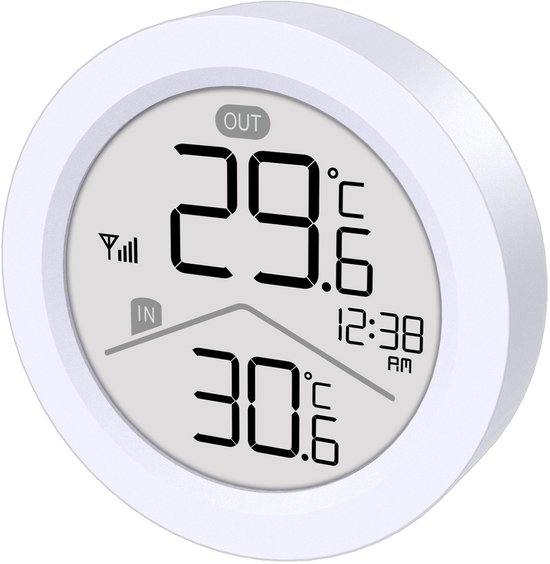GreenBlue - Draadloze weerstation - temperatuur IN/OUT - klok - keuze uit °C / °F - bereik tot 60 m - GB162 - Wit